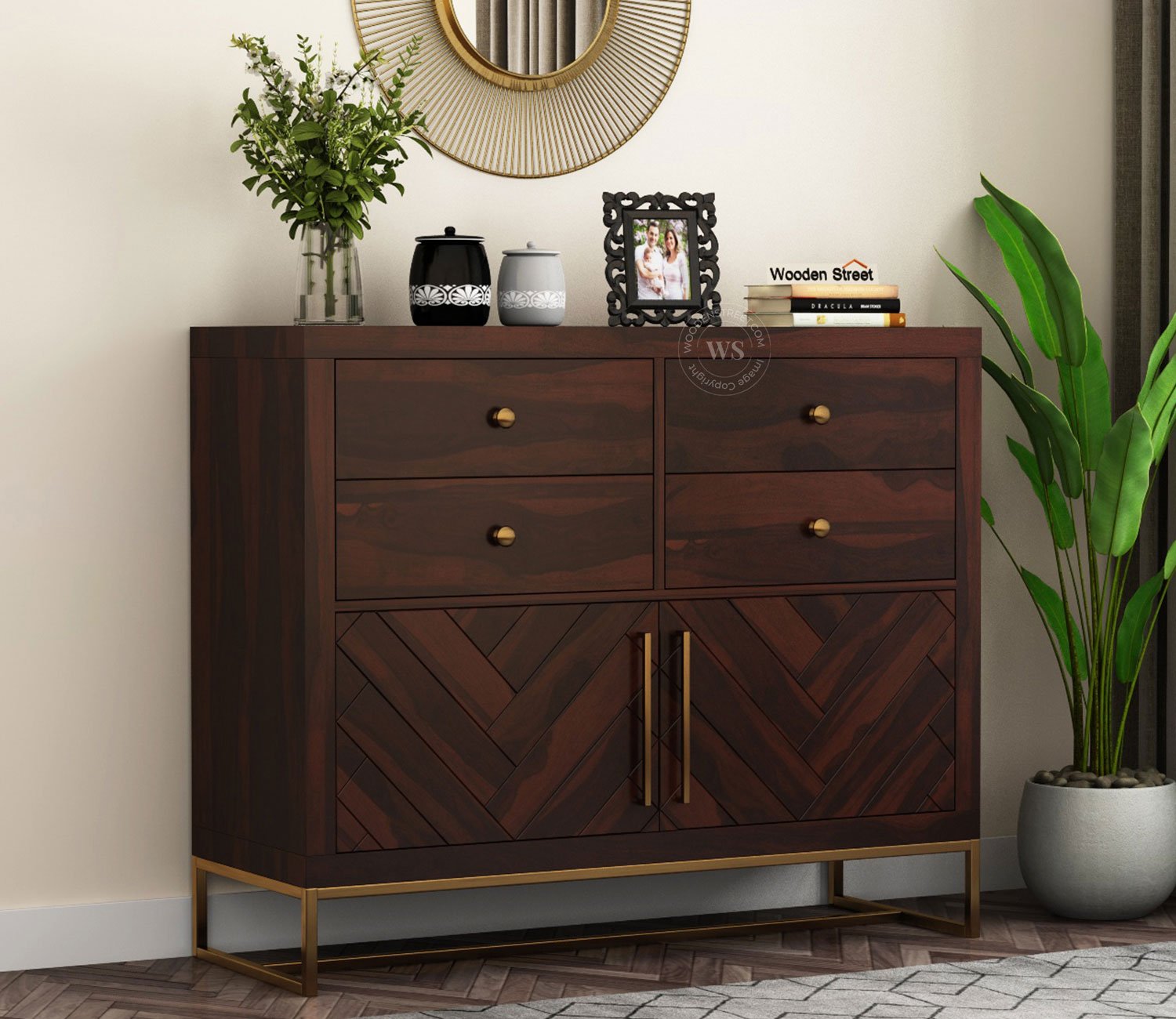 Jett 4-Drawer Wooden Chest Of Drawers (Walnut Finish)