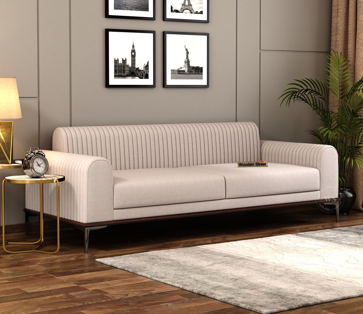 Lorenz 3 Seater Sofa (Cotton, Jade Ivory)