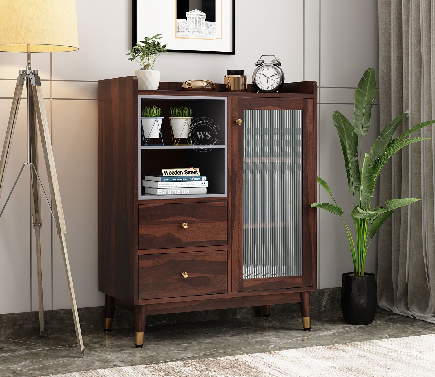 Lenoy Sheesham wood Sideboard and Cabinet (Walnut Finish)