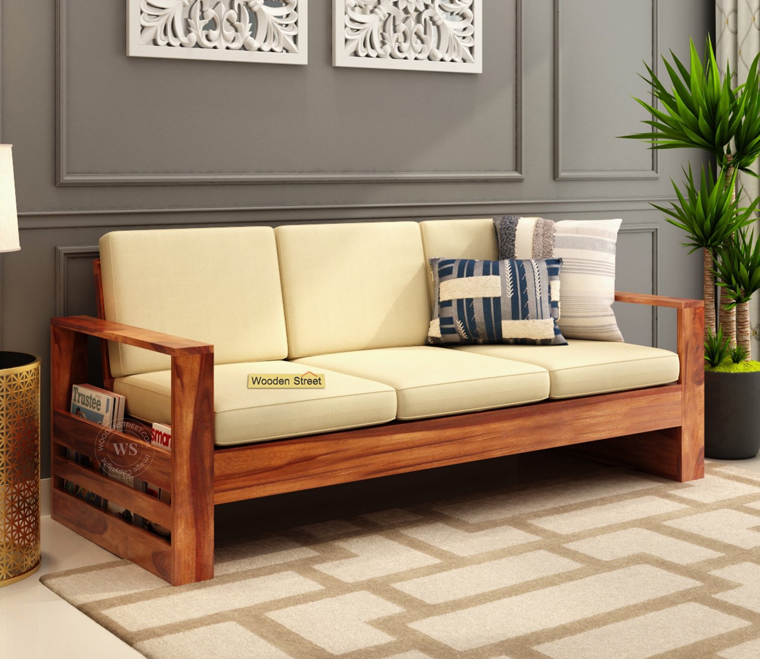 Winster 3 Seater Wooden Sofa