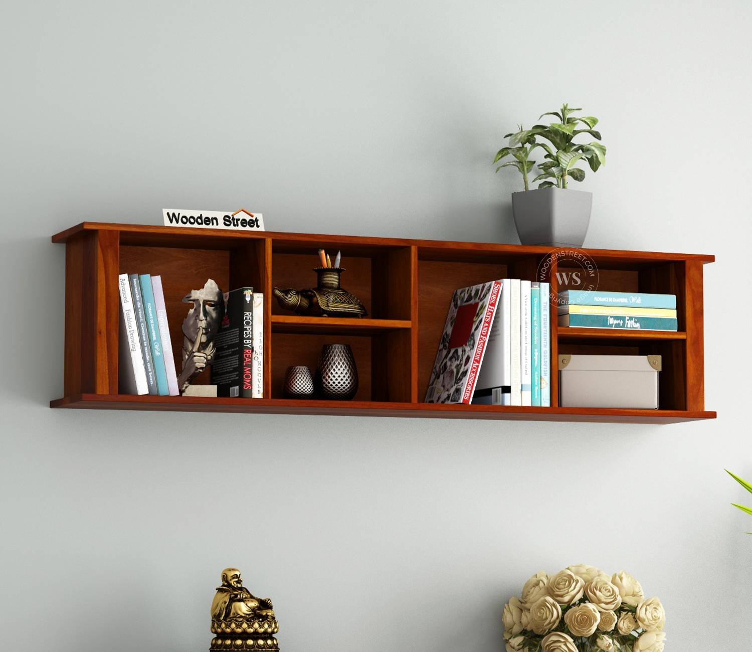 Tia Wall Shelf (Honey Finish)