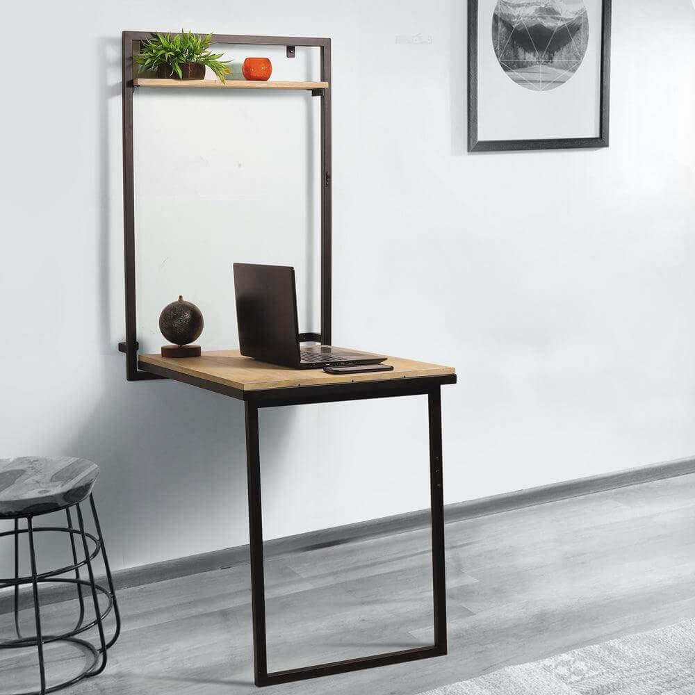 Wood and metal Wall Mount Folding Study Table