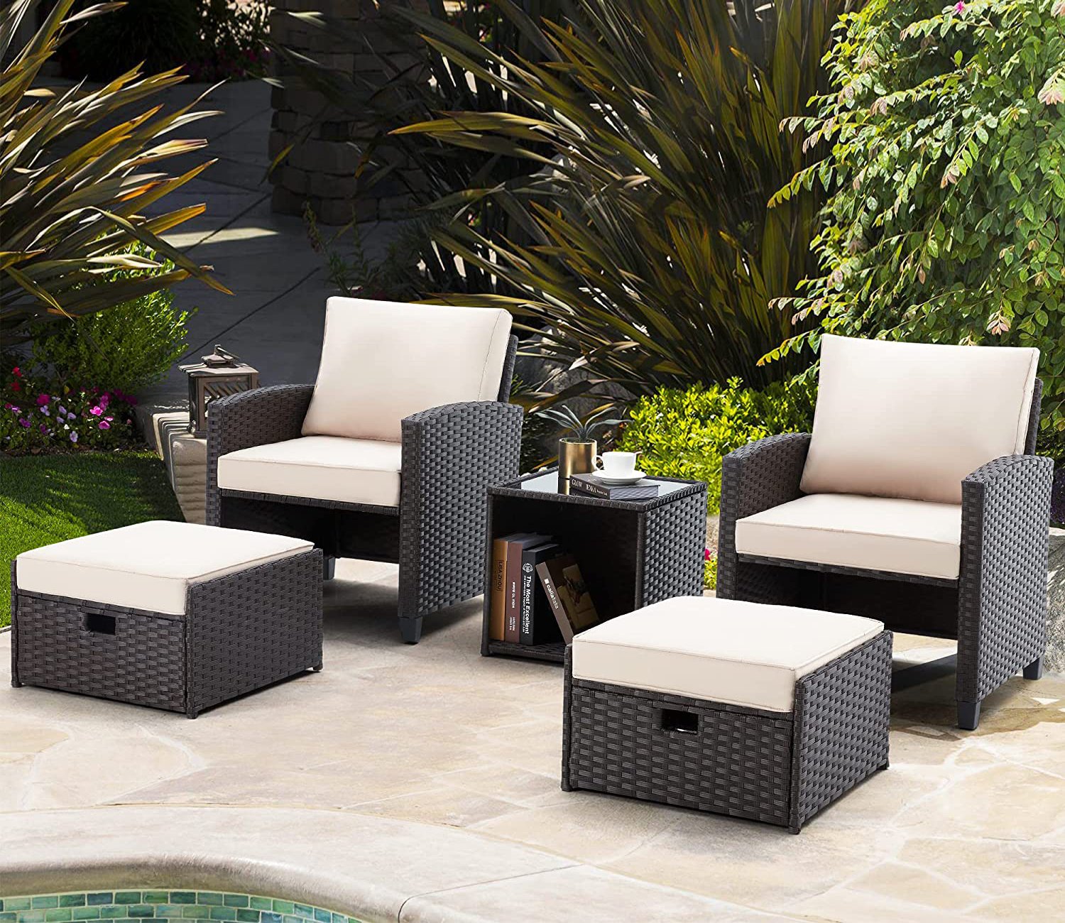 Wicker Seating Outdoor Patio Set (Beige)